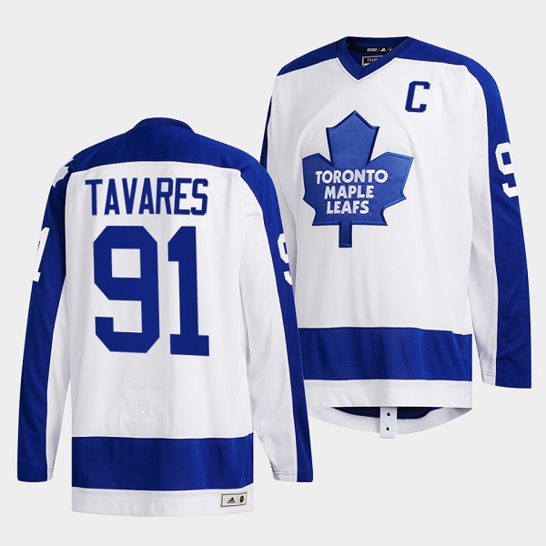 Men's White Toronto Maple Leafs #91 John Tavares Classics Primary Logo Stitched Jersey